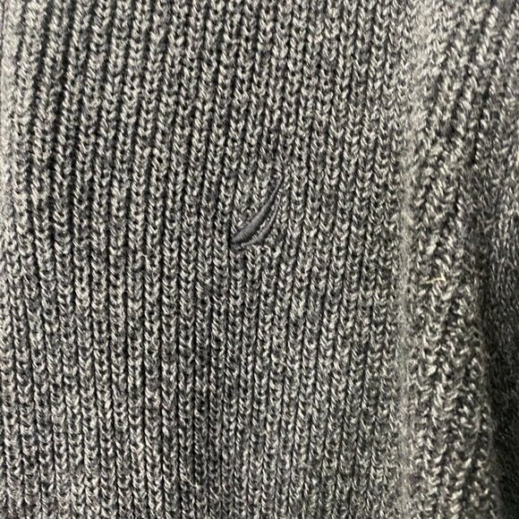 Nautica Mens Sweater Large Button Front Mock Neck Gray Knit Ribbed Cozy Casual - Picture 4 of 8